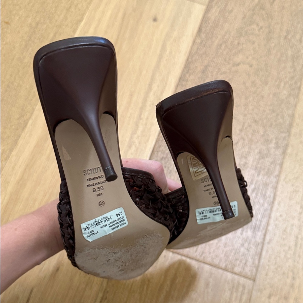SCHUTZ Dark Brown Woven Heels - Picture 13 of 16
